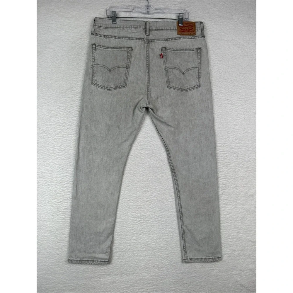 Levi's Jeans Mens 36x30 Gray Denim 511 Slim Fit Straight Light Wash Stretch